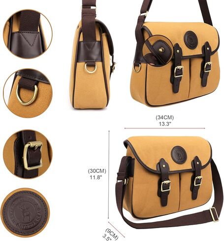 حقيبة Tourbn TOURBON Retro Fly Fishing Tackle Bag مصنوعة من القماش والجلد لتخزين بكرة الألعاب، باللون البني in Kuwait
