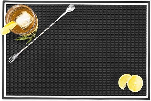 KITESSENSU Heavy Duty Bar Mat - Durable Rubber Bar Mat for Countertop & Home Bar - Large Size Bar Drink Mat for Bartending, Glass Drying & Spill Proof - 18" x 12" x 0.4" in Kuwait