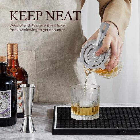 KITESSENSU Heavy Duty Bar Mat - Durable Rubber Bar Mat for Countertop & Home Bar - Large Size Bar Drink Mat for Bartending, Glass Drying & Spill Proof - 18" x 12" x 0.4" in Kuwait