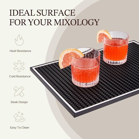 KITESSENSU Heavy Duty Bar Mat - Durable Rubber Bar Mat for Countertop & Home Bar - Large Size Bar Drink Mat for Bartending, Glass Drying & Spill Proof - 18" x 12" x 0.4" in Kuwait