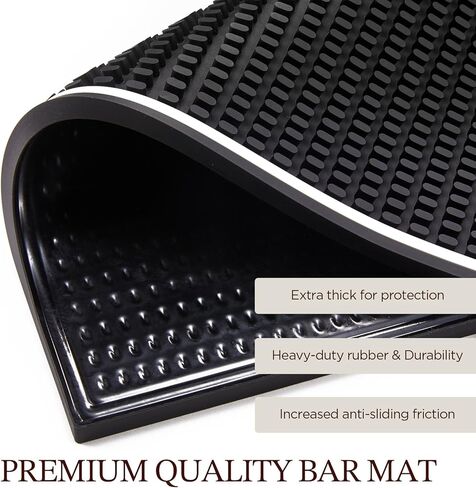 KITESSENSU Heavy Duty Bar Mat - Durable Rubber Bar Mat for Countertop & Home Bar - Large Size Bar Drink Mat for Bartending, Glass Drying & Spill Proof - 18" x 12" x 0.4" in Kuwait