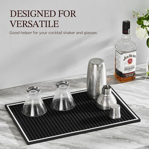 KITESSENSU Heavy Duty Bar Mat - Durable Rubber Bar Mat for Countertop & Home Bar - Large Size Bar Drink Mat for Bartending, Glass Drying & Spill Proof - 18" x 12" x 0.4" in Kuwait