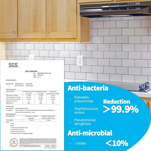 Art3d Backsplash Tile for Kitchen Peel and Stick, 10-Sheet Stick on Subway Tiles for Kitchem, Bathroom Back Splashes, 12"x12", Warm White with Gray Grout in Saudi Arabia