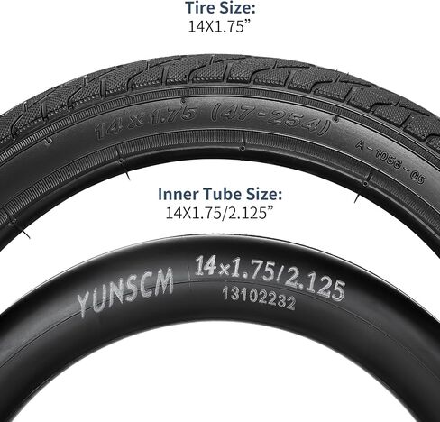 إطارات دراجة YUNSCM مقاس 14 بوصة مقاس 14 × 1.75/47-254 وأنابيب دراجة مقاس 14 بوصة صمام شريدر مع شريطين حافة متوافق مع إطارات وأنابيب دراجة مقاس 14 × 1.5 14 × 1.75 14 × 1.90 14 × 1.95 (A-1056) in Saudi Arabia