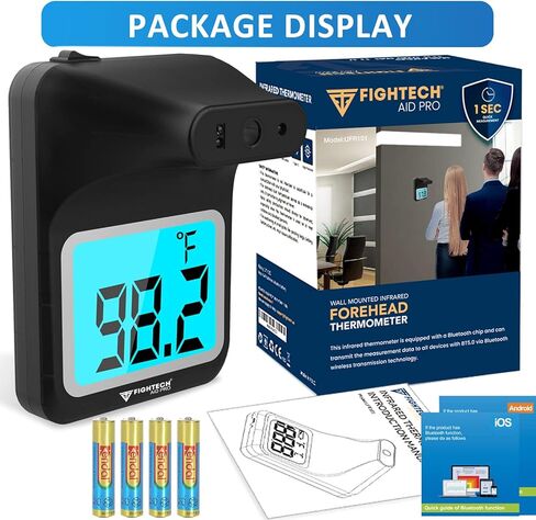 2024 Wall Thermometer with Stand | Infrared Forehead Wall Mounted Thermometer with Tripod |Bluetooth Non-Contact Instant Reading Digital Temperature Detector | Batteries Included (Matte White) in Kuwait