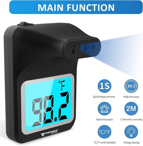 2024 Wall Thermometer with Stand | Infrared Forehead Wall Mounted Thermometer with Tripod |Bluetooth Non-Contact Instant Reading Digital Temperature Detector | Batteries Included (Matte White) in Kuwait