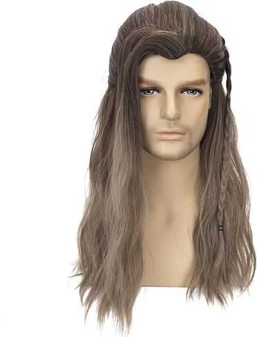 Mens Long Golden Brown Wig Cosplay Costume Halloween in Saudi Arabia