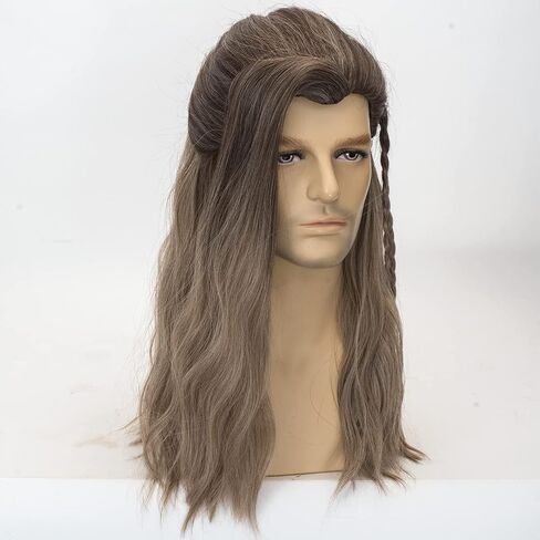 Mens Long Golden Brown Wig Cosplay Costume Halloween in Saudi Arabia