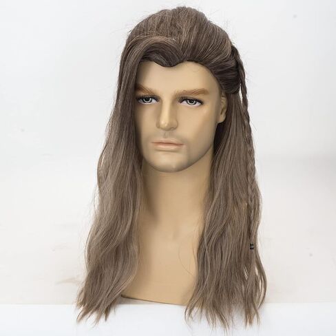 Mens Long Golden Brown Wig Cosplay Costume Halloween in Saudi Arabia