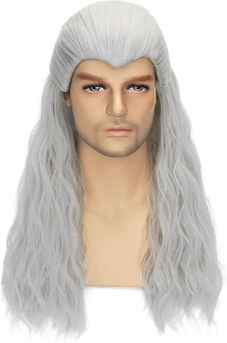 Mens Long Golden Brown Wig Cosplay Costume Halloween in Saudi Arabia