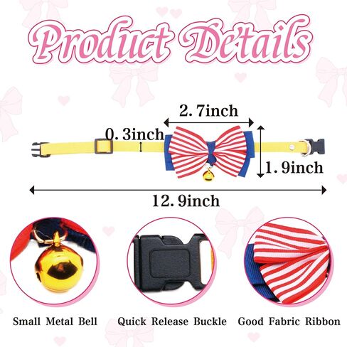 Dagslys Cat Collar with Bell Adjustable Pet Collar Breakaway Navy Blue White Buffalo Plaids Bow Tie Collar Grosgrain Ribbon Leather Kitten Cat Collar for Cats Pets Small Animals Costume Accessories in Saudi Arabia