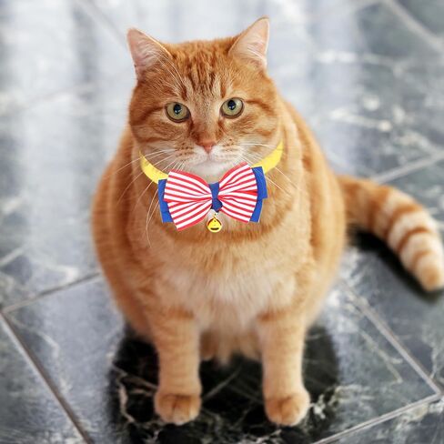 Dagslys Cat Collar with Bell Adjustable Pet Collar Breakaway Navy Blue White Buffalo Plaids Bow Tie Collar Grosgrain Ribbon Leather Kitten Cat Collar for Cats Pets Small Animals Costume Accessories in Saudi Arabia