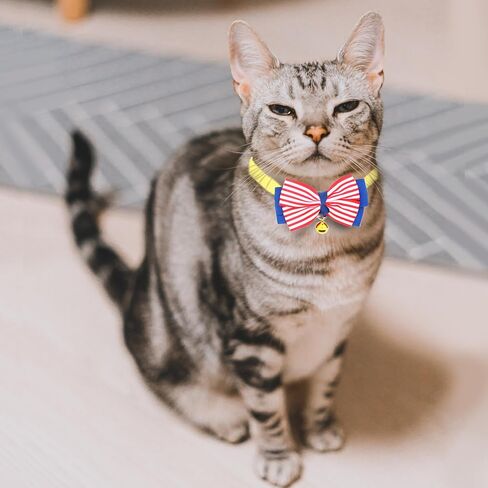 Dagslys Cat Collar with Bell Adjustable Pet Collar Breakaway Navy Blue White Buffalo Plaids Bow Tie Collar Grosgrain Ribbon Leather Kitten Cat Collar for Cats Pets Small Animals Costume Accessories in Saudi Arabia