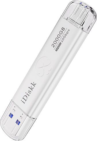 【التوصيل والتشغيل】 عصا صور iDiskk 2 تيرابايت فائقة السرعة لمحرك فلاش الحالة الصلبة لهاتف iPhone 15/15 Plus/15 Pro/15 Pro Max، وUSB C iPad، وMacBook، وأجهزة الكمبيوتر المحمول، وهواتف Android وأجهزة الكمبيوتر التي تعمل بنظام Windows، حتى 1000 ميجابايت/ثانية in Kuwait