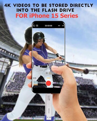 【التوصيل والتشغيل】 عصا صور iDiskk 2 تيرابايت فائقة السرعة لمحرك فلاش الحالة الصلبة لهاتف iPhone 15/15 Plus/15 Pro/15 Pro Max، وUSB C iPad، وMacBook، وأجهزة الكمبيوتر المحمول، وهواتف Android وأجهزة الكمبيوتر التي تعمل بنظام Windows، حتى 1000 ميجابايت/ثانية in Kuwait