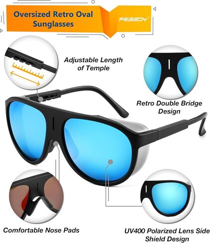 FEISEDY Men Women Aviator Polarized Sunglasses Vintage Oversized Oval Sun Glasses for Adults Eyewear UV400 Protection B2811 in Saudi Arabia