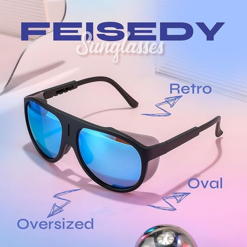 FEISEDY Men Women Aviator Polarized Sunglasses Vintage Oversized Oval Sun Glasses for Adults Eyewear UV400 Protection B2811 in Saudi Arabia