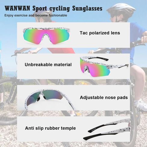 WANWAN Youth Sunglasses, Polarized Baseball Sports Cycling Glasses, Running Biking Softball Shades for Boys Girls Age 8-16 in Saudi Arabia