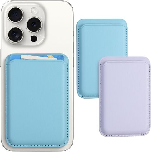 Magnetic Wallet Phone Card Holder with Magsafe,2Pack Mag Safe Wallet Accessories for Apple iPhone 15 14 13 12 Pro/Pro Max/Plus/Mini Safe Case Series (Blue,Purple) in Kuwait