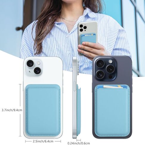 Magnetic Wallet Phone Card Holder with Magsafe,2Pack Mag Safe Wallet Accessories for Apple iPhone 15 14 13 12 Pro/Pro Max/Plus/Mini Safe Case Series (Blue,Purple) in Kuwait