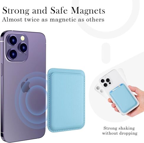 Magnetic Wallet Phone Card Holder with Magsafe,2Pack Mag Safe Wallet Accessories for Apple iPhone 15 14 13 12 Pro/Pro Max/Plus/Mini Safe Case Series (Blue,Purple) in Kuwait