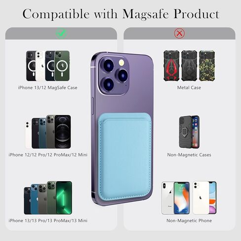 Magnetic Wallet Phone Card Holder with Magsafe,2Pack Mag Safe Wallet Accessories for Apple iPhone 15 14 13 12 Pro/Pro Max/Plus/Mini Safe Case Series (Blue,Purple) in Kuwait