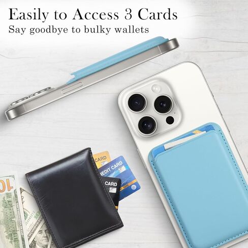Magnetic Wallet Phone Card Holder with Magsafe,2Pack Mag Safe Wallet Accessories for Apple iPhone 15 14 13 12 Pro/Pro Max/Plus/Mini Safe Case Series (Blue,Purple) in Kuwait