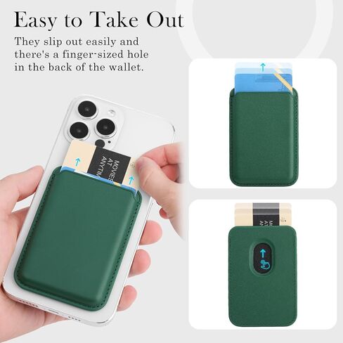 Magnetic Wallet Phone Card Holder with Magsafe,2Pack Mag Safe Wallet Accessories for Apple iPhone 15 14 13 12 Pro/Pro Max/Plus/Mini Safe Case Series (White,Green) in Kuwait
