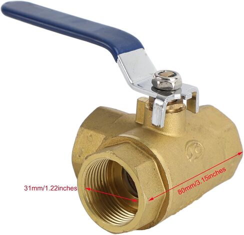 Areyourshop 1" DN25 3 Way Ball Valve Three T Port NPT Brass Female Type For Water Oil, 1 Inch Brass Ball Valve in Saudi Arabia