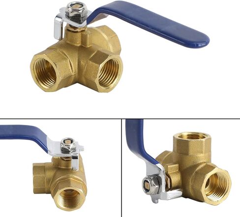 Areyourshop 1" DN25 3 Way Ball Valve Three T Port NPT Brass Female Type For Water Oil, 1 Inch Brass Ball Valve in Saudi Arabia