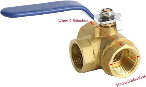 Areyourshop 1" DN25 3 Way Ball Valve Three T Port NPT Brass Female Type For Water Oil, 1 Inch Brass Ball Valve in Saudi Arabia