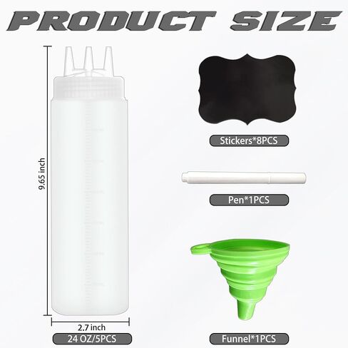 (5PCS) 24 oz/700 ml, large capacity, leak-proof 3-hole plastic squeeze dressing bottles for ketchup, soy sauce, vinegar, mustard, salad dressing, kitchen accessories in Saudi Arabia