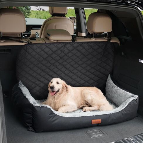 LOOBANI Car Back Seat for Dogs, Booster Seat for Medium to Large Dogs, Washable Pet Seat for Car with Dual-Sided Cushion Pad, Non-Slip Rear Seat Bed for Pets, Universal Size, Black & Grey in Saudi Arabia