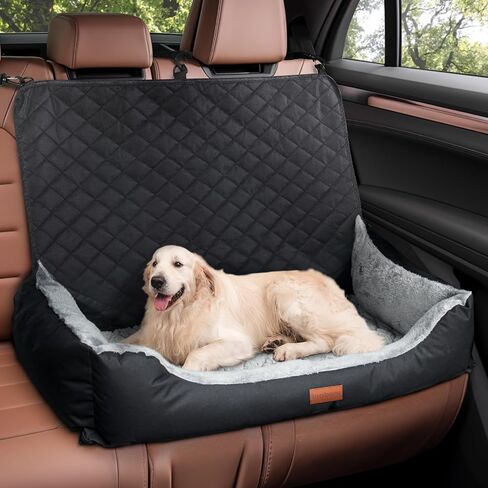 LOOBANI Car Back Seat for Dogs, Booster Seat for Medium to Large Dogs, Washable Pet Seat for Car with Dual-Sided Cushion Pad, Non-Slip Rear Seat Bed for Pets, Universal Size, Black & Grey in Saudi Arabia