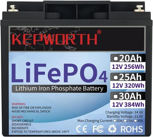 LiFePO4 Lithium Rechargeable 12V20Ah Battery with Rechargeable Cycles, Portable & Lightweight Battery for Scooter, Trolling Motor, Boat, Marine in Saudi Arabia