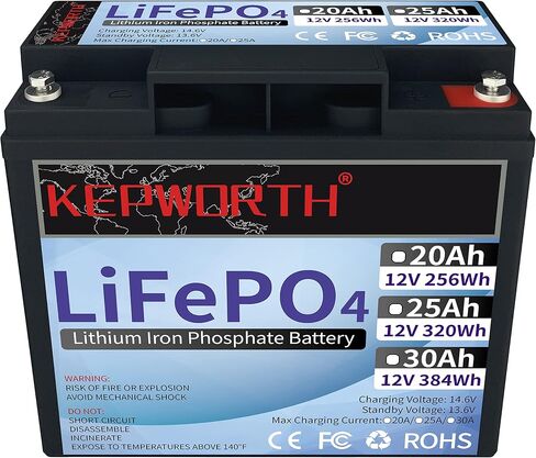 LiFePO4 Lithium Rechargeable 12V20Ah Battery with Rechargeable Cycles, Portable & Lightweight Battery for Scooter, Trolling Motor, Boat, Marine in Saudi Arabia