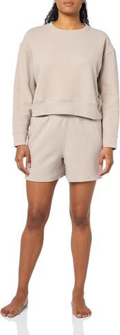 Danskin womens 2 Piece Wave Jacquard Long Sleeve Crew and Short Set in Saudi Arabia