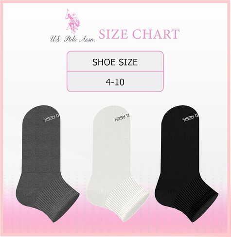 U.S. Polo Assn. 10 Pair Womens QUARTER Length Casual Socks - Moisture Control Socks - Casual Socks - Shoe Size 4-10 in Saudi Arabia