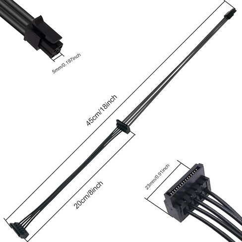 DKARDU 5 حزم ATX Mini 4 Pin، اللوحة الأم ATX Mini 4 Pin إلى 2 x 15-pin SATA HDD SSD كابل محول الطاقة، Mini 4 Pin Female إلى Dual Right Angle SATA لينوفو 18 بوصة 45 سم in Saudi Arabia