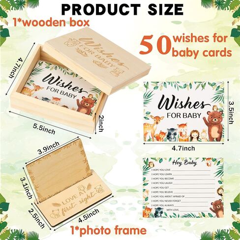 R HORSE 50Pcs Wishes for Baby Cards, Woodland Baby Advice Cards for Baby Shower Guest Book Alternatives, Wishes Cards with Wooden Baby Keepsake Box Sonogram Photo Frame for Baby Shower Game in Saudi Arabia