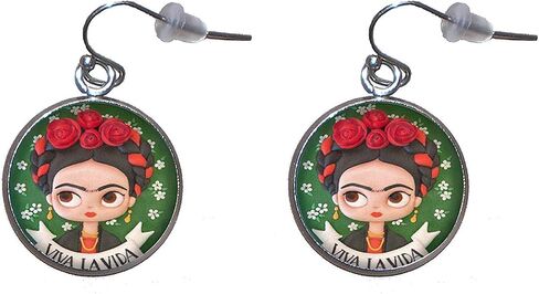Stainless Steel Hanging Earrings, Diameter 20mm, Handmade,Illustration Frida Viva la Vida in Saudi Arabia