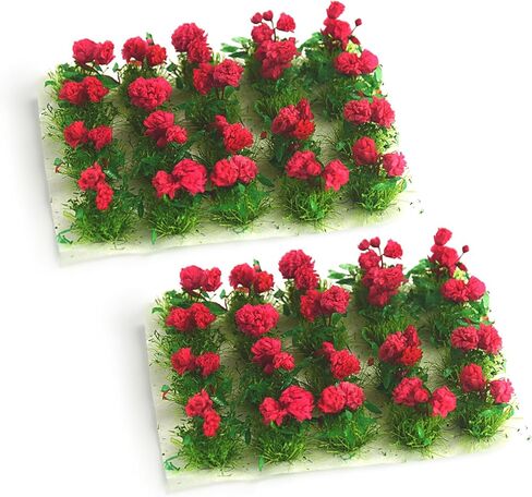 40 Pcs Flower Cluster Miniature Static Scenery Model for DIY Architecture, Model Railway, Train Diorama, and Garden Landscape Layout Red in Kuwait
