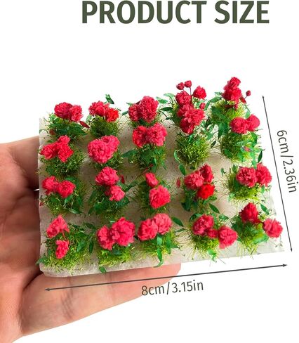 40 Pcs Flower Cluster Miniature Static Scenery Model for DIY Architecture, Model Railway, Train Diorama, and Garden Landscape Layout Red in Kuwait