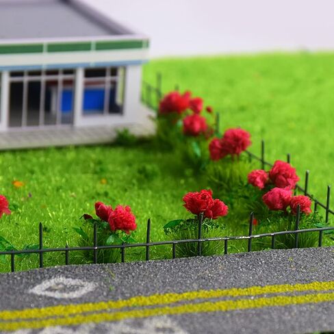 40 Pcs Flower Cluster Miniature Static Scenery Model for DIY Architecture, Model Railway, Train Diorama, and Garden Landscape Layout Red in Kuwait