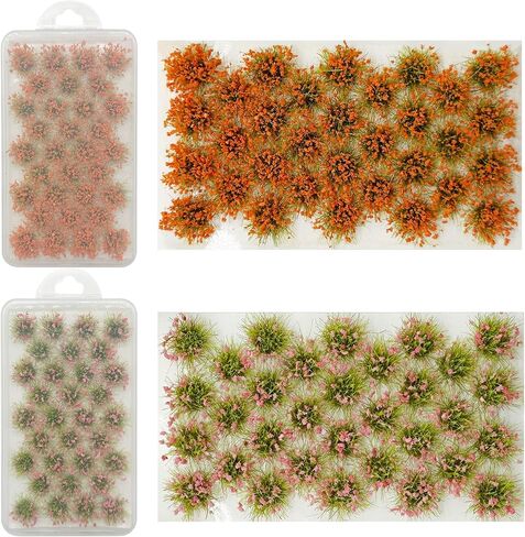Woohome Static Grass Tuft Model Gras s Tufts, 128 PCS Railway Artificial Grass 4 Colors Bushy Tuft Flower Cluster Vegetation Groups for DIY Building Model Train Landscape Railroad Scenery in Saudi Arabia