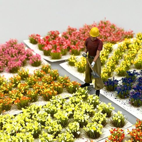 Woohome Static Grass Tuft Model Gras s Tufts, 128 PCS Railway Artificial Grass 4 Colors Bushy Tuft Flower Cluster Vegetation Groups for DIY Building Model Train Landscape Railroad Scenery in Saudi Arabia