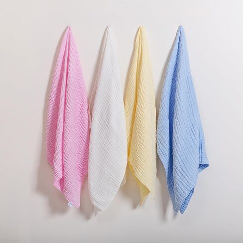 L'Ange Muslin Baby Towel - Infant Bath Towels for Newborn Babies Boy or Girl - 100% Cotton - Ready to Use Medical Grade Packaging for Infants and Newborns - 9 Layers - Pink - 28x37 in in Saudi Arabia