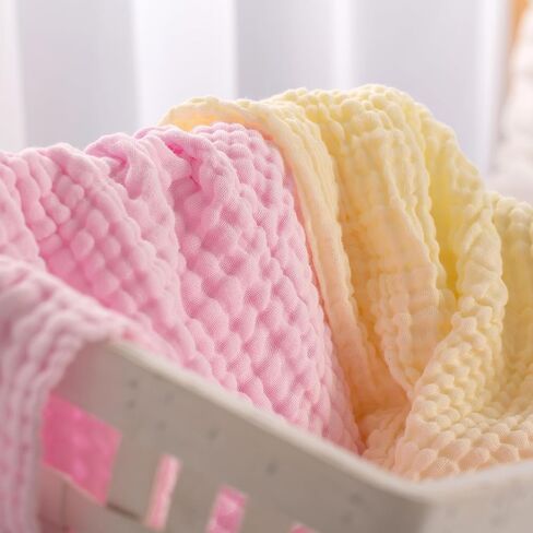 L'Ange Muslin Baby Towel - Infant Bath Towels for Newborn Babies Boy or Girl - 100% Cotton - Ready to Use Medical Grade Packaging for Infants and Newborns - 9 Layers - Pink - 28x37 in in Saudi Arabia