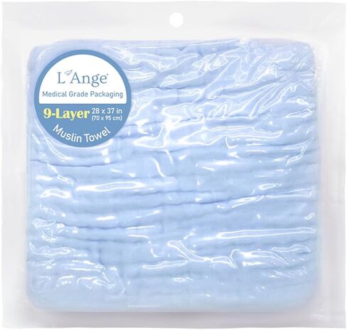 L'Ange Muslin Baby Towel - Infant Bath Towels for Newborn Babies Boy or Girl - 100% Cotton - Ready to Use Medical Grade Packaging for Infants and Newborns - 9 Layers - Pink - 28x37 in in Saudi Arabia