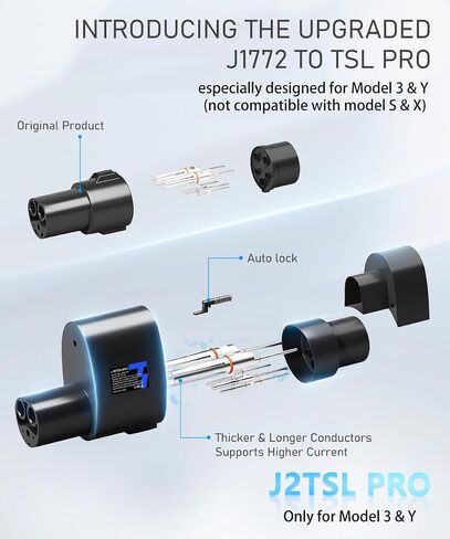 Upgraded J1772 to TSL Adapter Pro Especially Designed for Model 3 & Y Charging Adapter for Tesla Accessories Faster Charging Auto Lock Support J1772 Charging Station J2Tesla Pro in Saudi Arabia